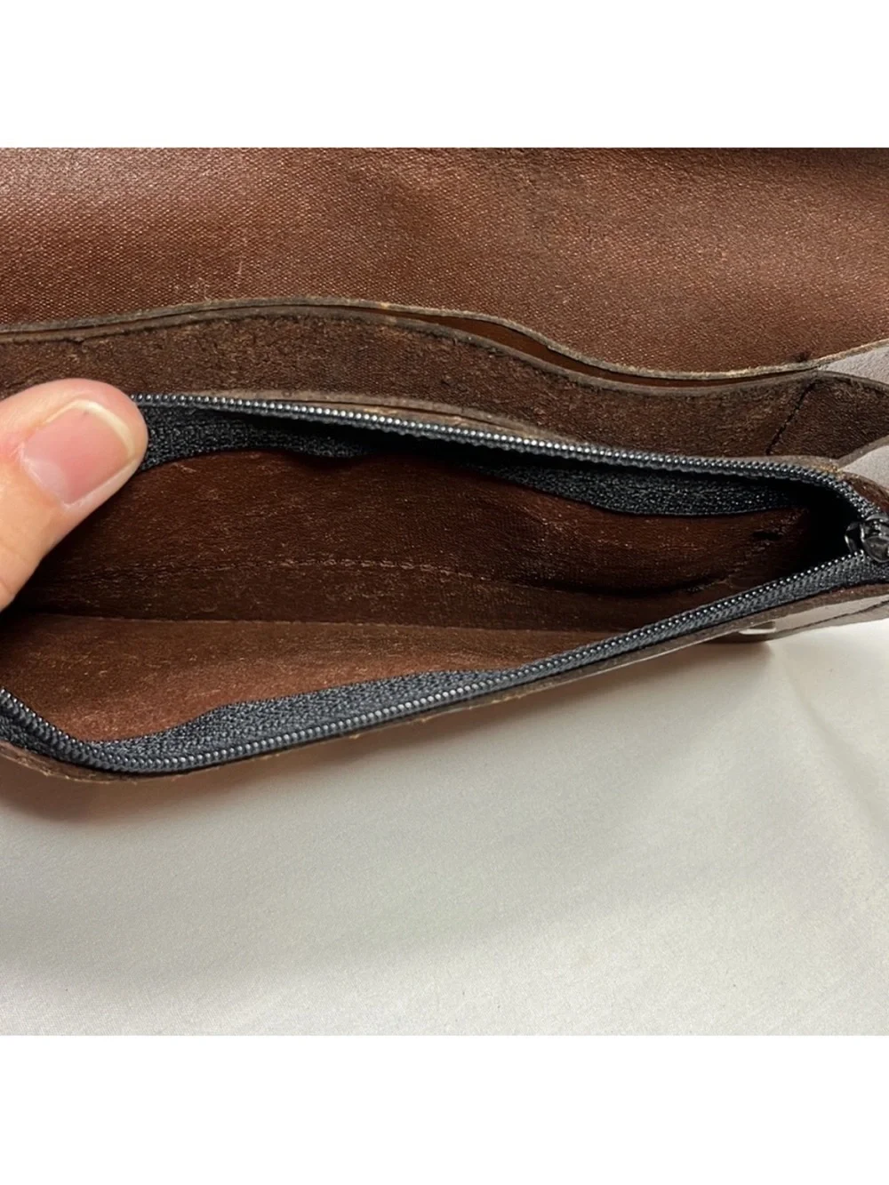 Leather Biker Wallet Brown Fold Over with Snaps